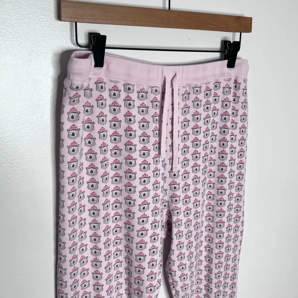 Ro’s Garden Bizzy Bear Pima Cotton Pajama Set Pink Bear Print Sleepwear L